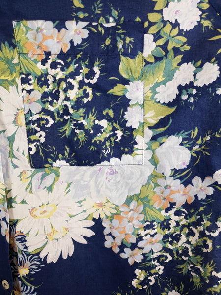 Blusa 90's Manga Larga Azul con Flores Talla M