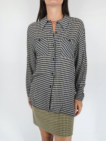 Blusa Cuadros Tejido Textura / Talla S-M