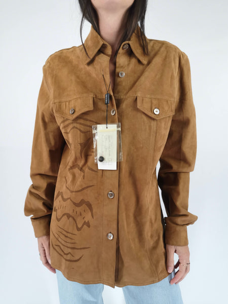 Blusa de Ante Grabada NUEVA CON ETIQUETAS / Talla S-M