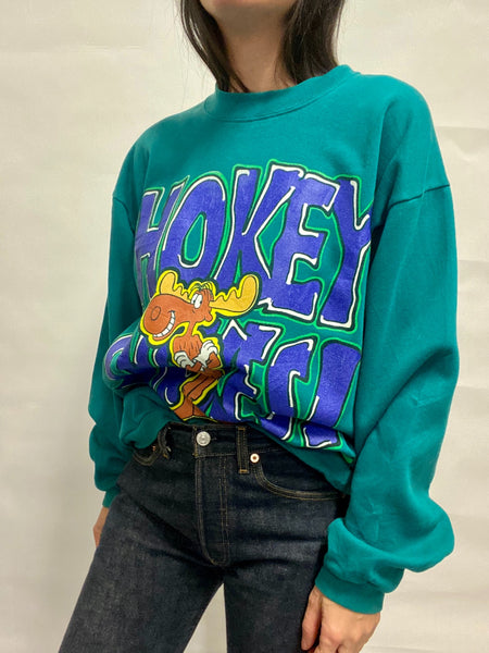 Sudadera Turquesa Dibujos Bullwinkle / Talla L
