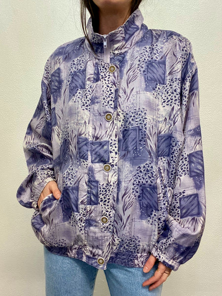 Bomber Seda Print Malvas / Talla L