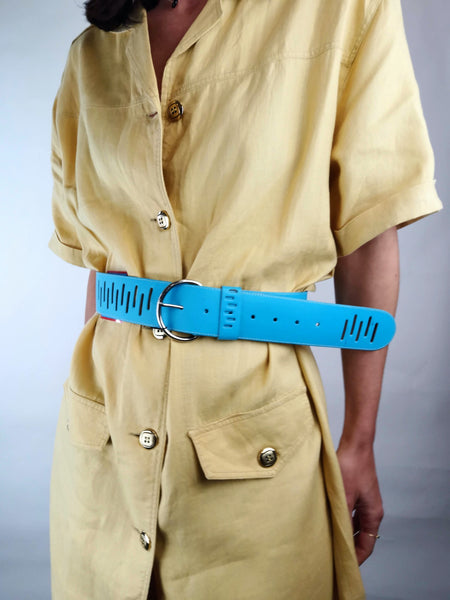 Cinturón de Piel Azul Turquesa  / Talla XS-M