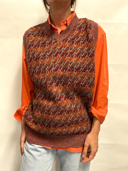 Chaleco Punto Jaspeado Tonos Arcilla / Talla M-L