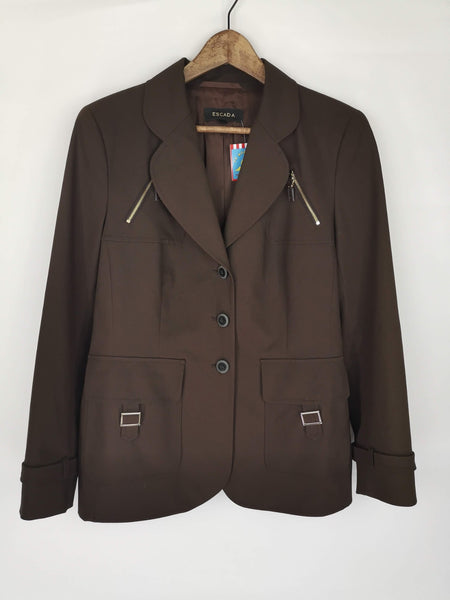 Blazer Chocolate Detalles Gabardina ESCADA / Talla M-L