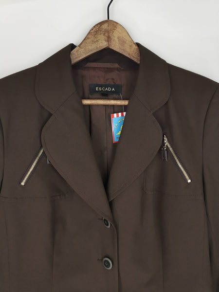 Blazer Chocolate Detalles Gabardina ESCADA / Talla M-L