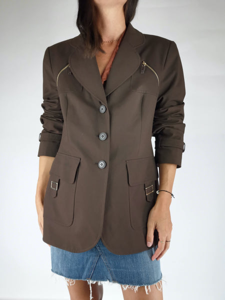 Blazer Chocolate Detalles Gabardina ESCADA / Talla M-L