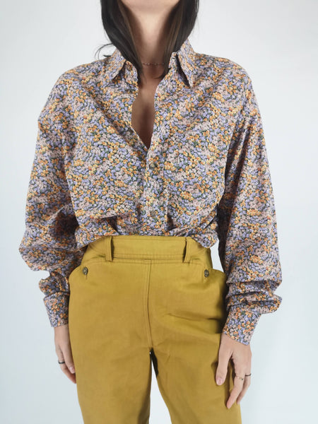 Camisa Vintage Estampado Floral Años 90s /  Talla L-XL