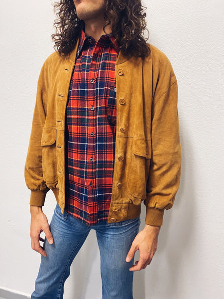 Bomber Ante Cámel / Suede Leather Jacket / Talla M