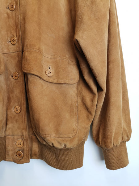Bomber Ante Cámel / Suede Leather Jacket / Talla M