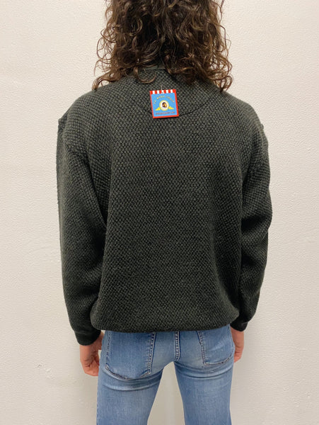 Jersey Lana & Piel Cuello Polo / Talla L / 80´s