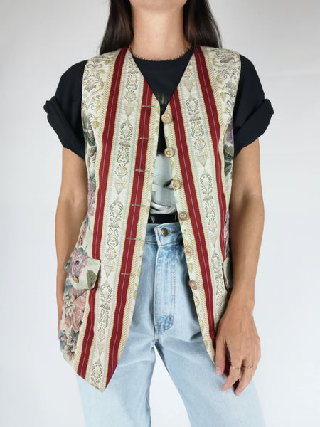 Chaleco Largo Tela Tapiz / Talla M