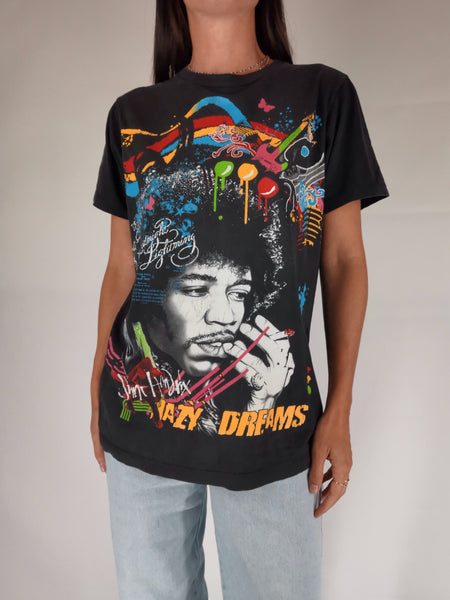 Camiseta Negra JIMMY HENDRIX "Hazy Dreams" / Talla S-M