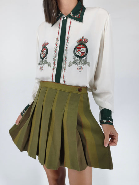 Minifalda Tablas Verde Caqui / College Style / Talla M
