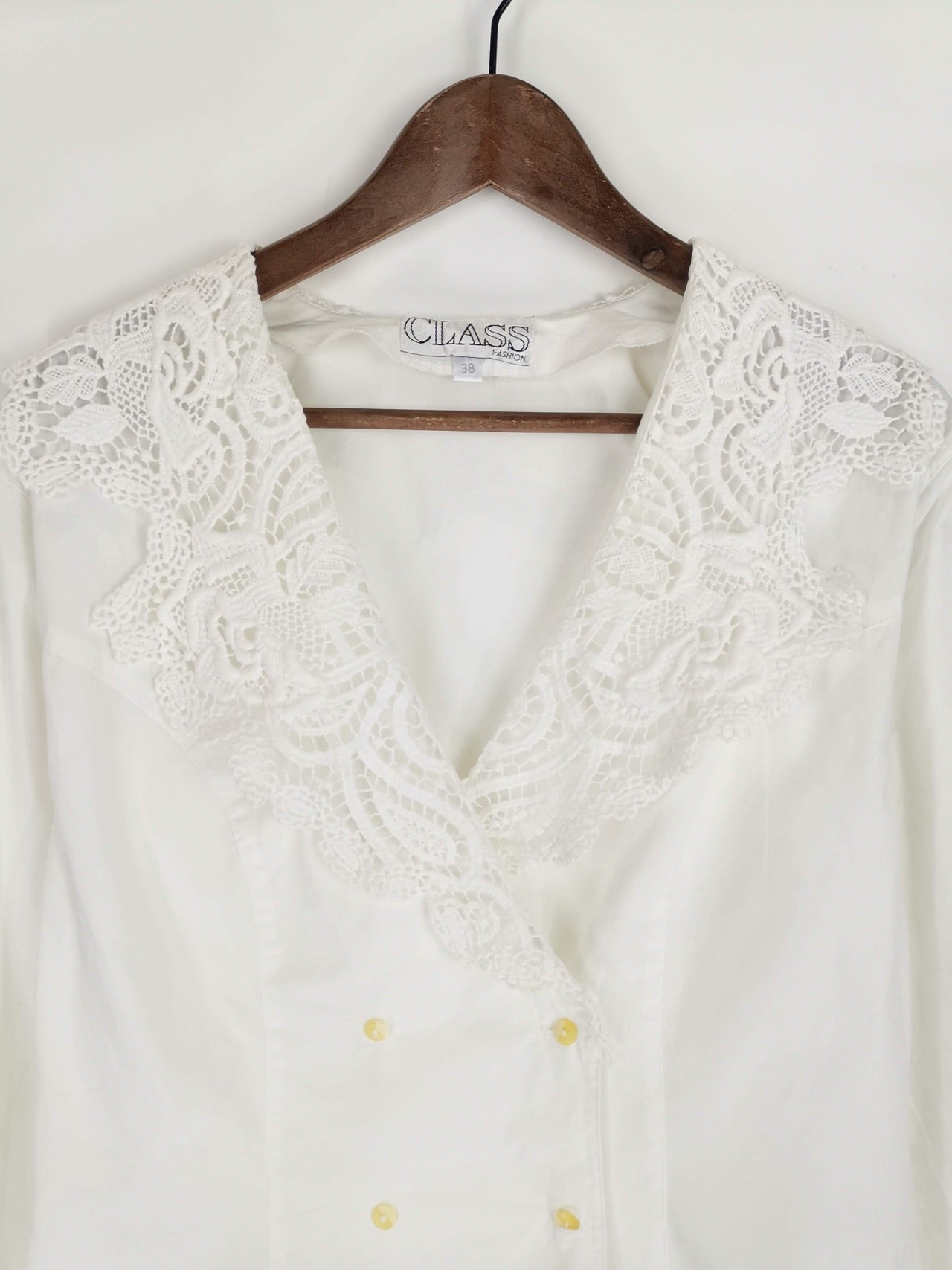 Blusa Vinagte Blanca Cuellos XL 80 s Talla S M La Mona Checa Vintage