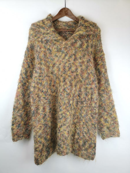 Jersey Largo Punto Tonos Tierra & Verdes  / Talla L / 90´s