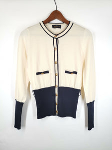 Jersey / Cárdigan Bicolor Pura Lana Woolmark / Talla S
