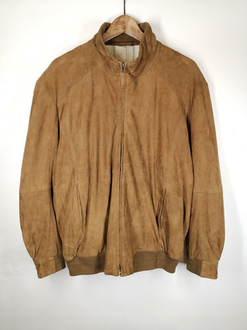 Bomber Ante Marrón Caqui / Suede Leather Jacket / Talla S-M
