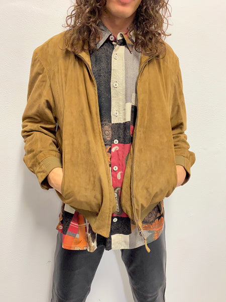 Bomber Ante Marrón Caqui / Suede Leather Jacket / Talla S-M