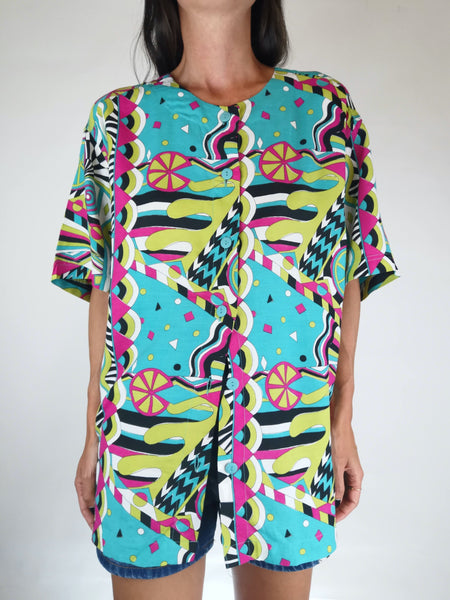 Blusa 90's Manga Corta STEFANEL / Talla M