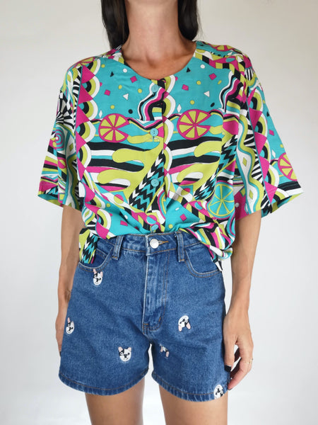 Blusa 90's Manga Corta STEFANEL / Talla M