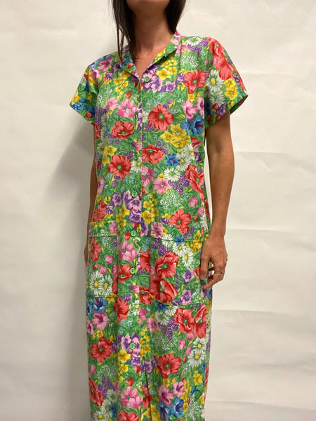 Vestido 90's Flores y Fresas / Talla L