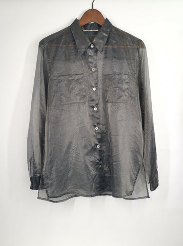 Blusa Transparente Gris / años 90´s / Talla M