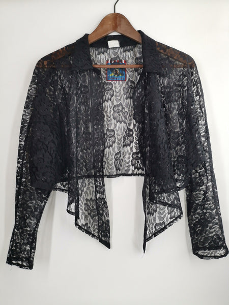 Blusa Crop Top de Encaje Negro / Talla S-M