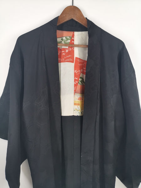 Kimono Negro con Print Geometrico.