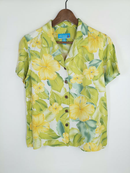 Blusa Hawaii 90's Flores Amarillas / Talla S