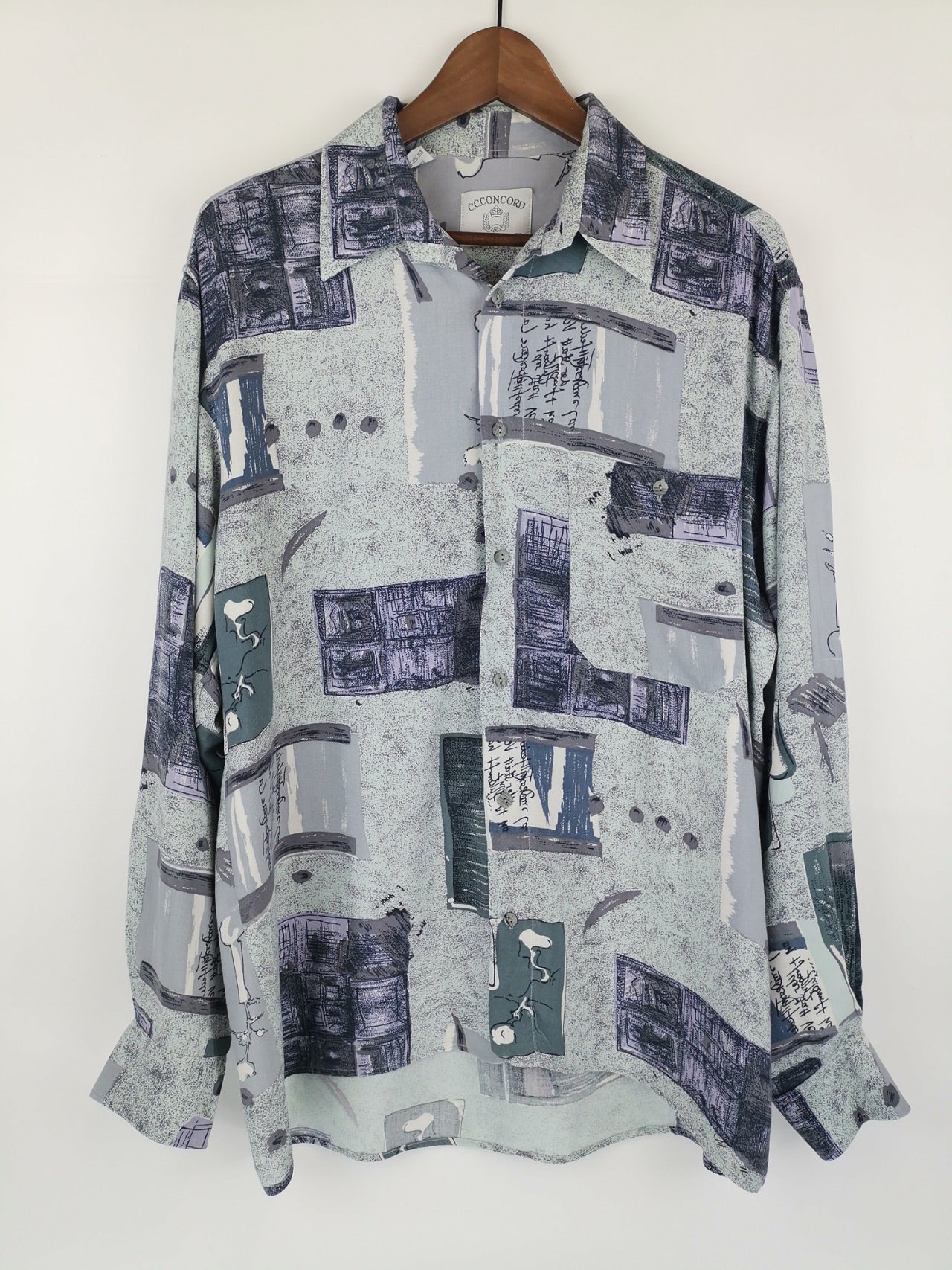 Camisa Abstract Lines Grey & Mauve / Talla L