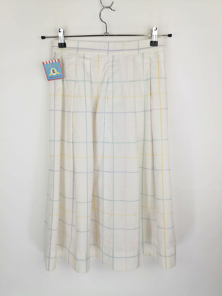 Falda Algodón Blanca Cuadros Pastel / Talla S