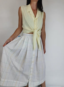 Falda Algodón Blanca Cuadros Pastel / Talla S