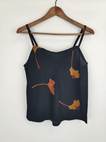 Top de Seda Negro Big Flowers / Talla M
