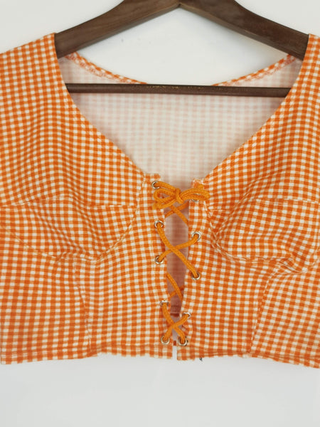 Camiseta Crop-Top Vichy Naranja / Talla S