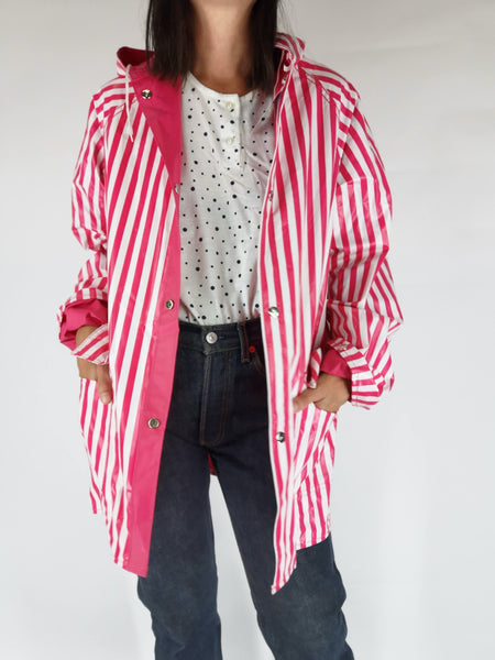Chubasquero Reversible Rayas Rosas / Talla S-M