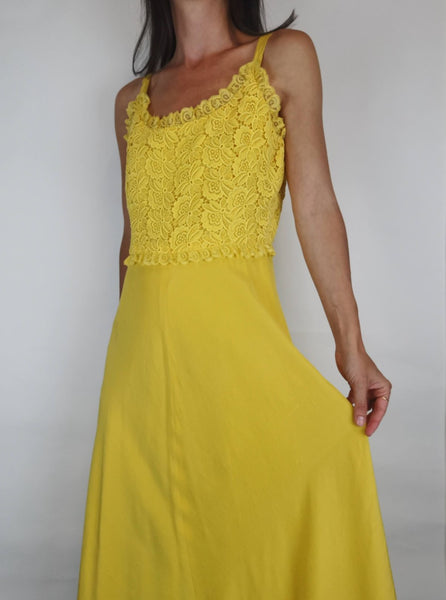 Vestido de Seda Amarillo / Talla L