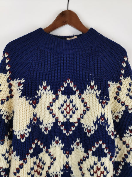 Jersey Gordito Lana Azul y Blanco / Talla L / 90´s