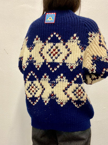 Jersey Gordito Lana Azul y Blanco / Talla L / 90´s