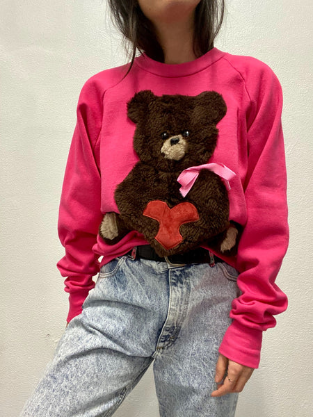 Sudadera Rosa Oso Peluche / Sweatshirt / talla M-L